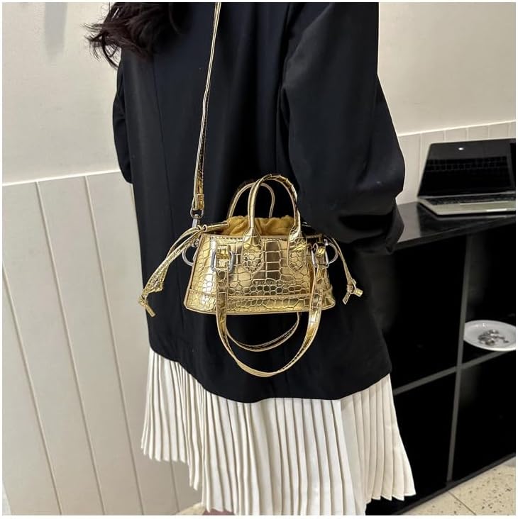 Women's Mini Purse Crocodile Embossed Crossbody Bags Y2K Clutchs Drawstring Shoulder Bag Clutch Handbag - Image 6