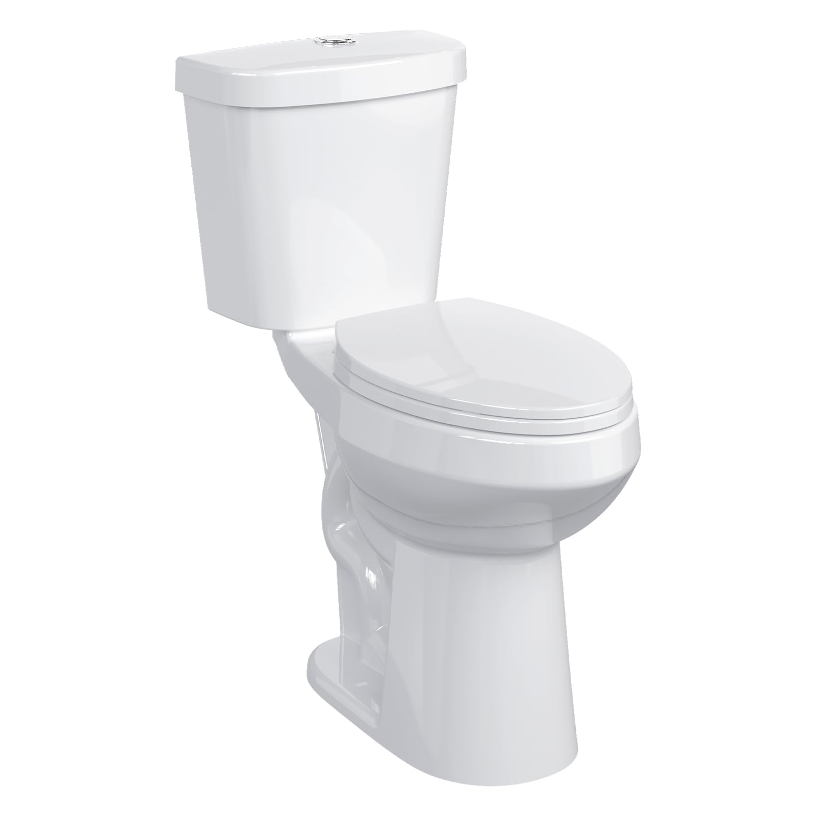 Two-Piece Toilet with ADA Comfort Chair Height Seat, Elongated Standard Toilet,Dual Flush Top Buttons, Powerful 1.28 GPF Single Flush for Bathroom, High Toilet for Seniors, White