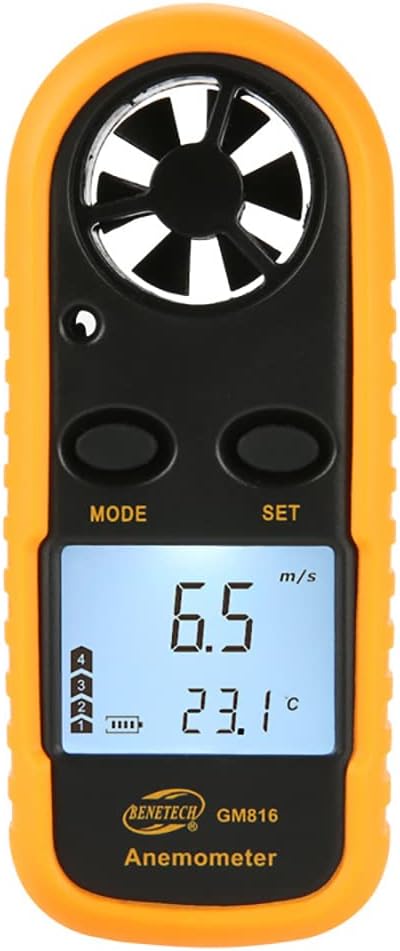 Portable Anemometer Digital Anemometer 0-30m/s Wind Speed Meter -10~45C Temperature Tester with LCD Backlight Display Hand-held Measure Tool