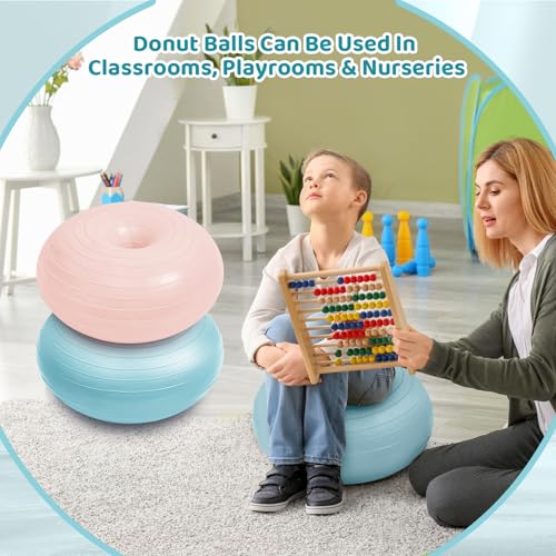 Image of Lewtemi 1 /2 /3 Pcs Flexible Seating for Classroom Elementary 20 Inch Yoga Ball Chair for Kids Wobble Chair for Sensory Kids Large Donut Ball Seats with Inflator for School Office