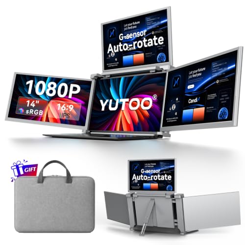 Image of YUTOO 4 Screen Laptop Monitor Extender | One USB-C Cable for M1 M2 M3 | 14 inch 1080P FHD IPS 4 Screen Monitor for Laptops 13.6~17.3 inch | Quad Screen Extender Display for MacBook /Windows /Switch /PS5