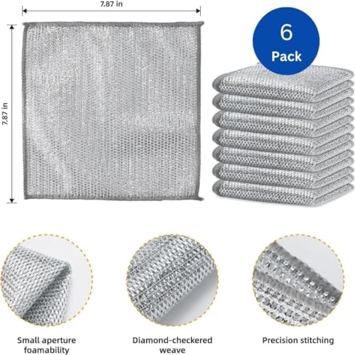 Image of SKYTONE Multipurpose Wire Dishwashing Rags for Wet and Dry Stainless Steel Scrubber Non-Scratch Wire Dishcloth for Washing Dishes Sinks Counters Easy Rinsing Machine Washable Pack of 7 (7) (Pack Of 7)