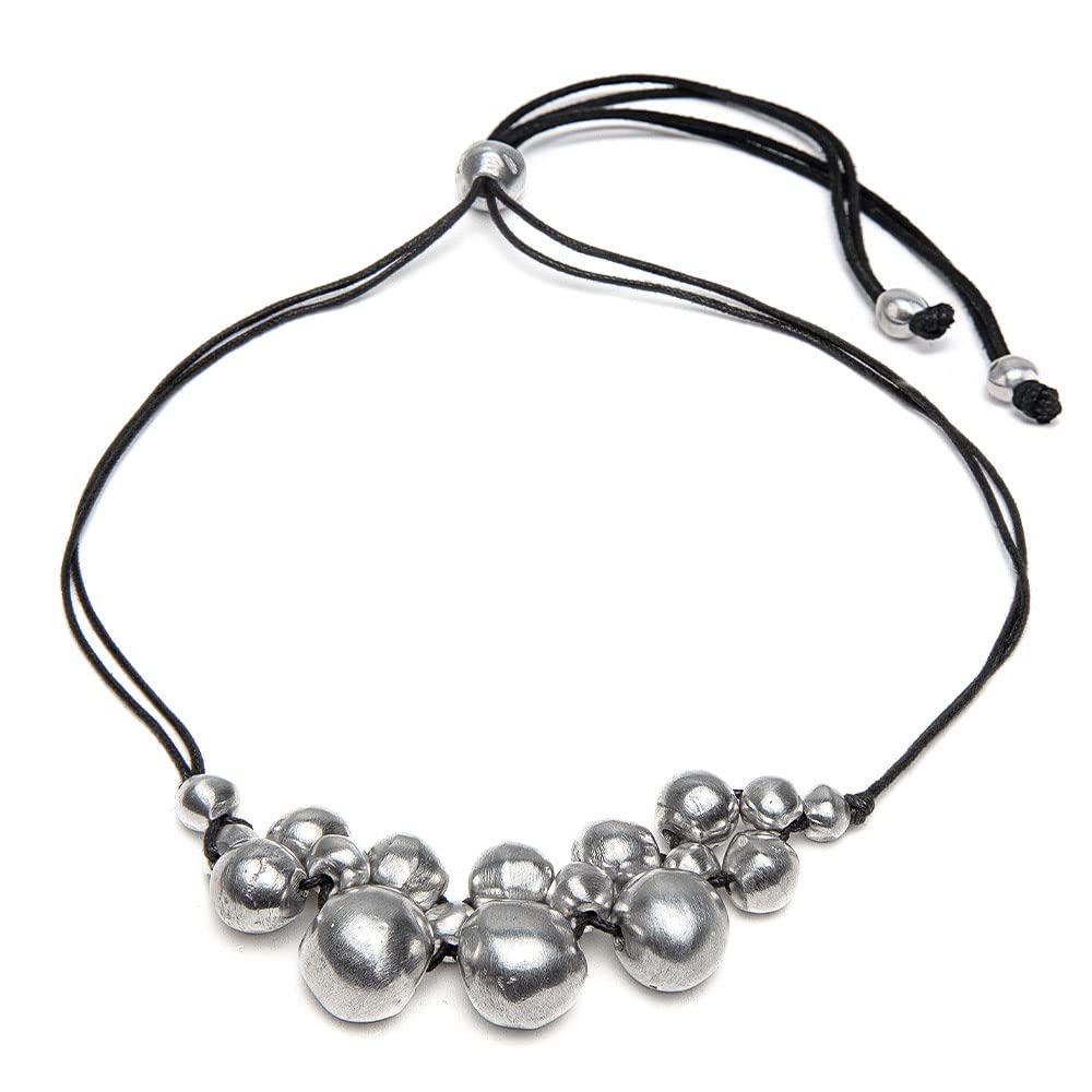 Vestopazzo Draadketting met kogels in 3 maten, 100% gerecycled aluminium, nikkelgetest. Eén maat verstelbaar AL02202, Eén maat, Aluminium, Geen edelsteen