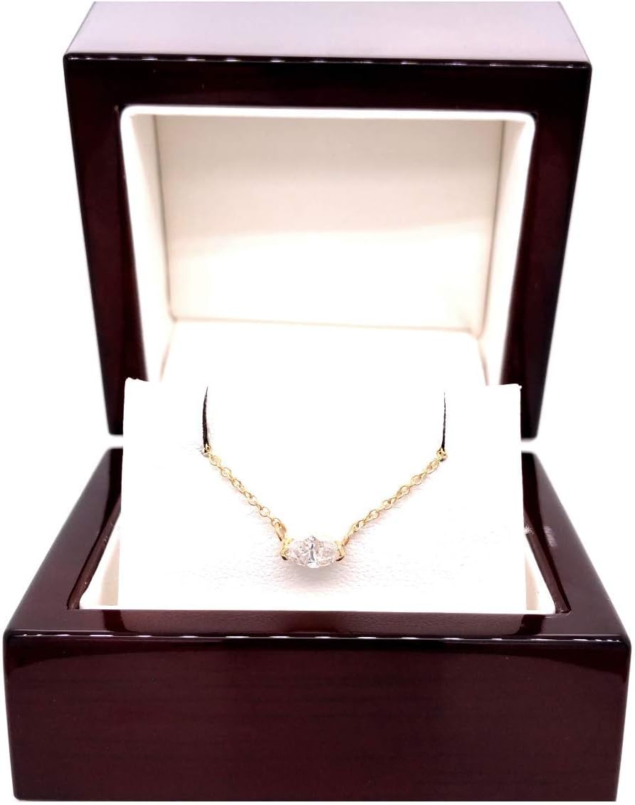 0.25 to 0.50 Carat Marquise Diamond Solitaire Pendant Necklace in 14k Gold with 18 Inch Chain Spring Ring V-End Prong Set by Diamond Wish - Image 5