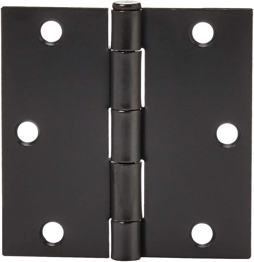Amazon Basics Interior Door Hinge, Square, 3.5 x 3.5 Inch, Matte Black - Pack of 12
