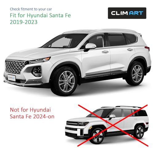 Image of CLIM ART in-Channel Incredibly Durable Rain Guards for Hyundai Santa Fe 2019-2023, Original Window Deflectors, Vent Window Visors, Vent Deflector, 4 pcs. - 619481