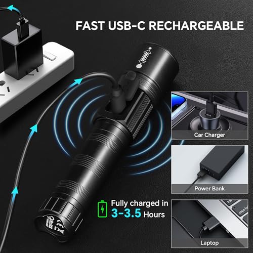 3-Pack Tughlax 5-Mode Rechargeable Flashlights w/ LCD Digital Display - image 6