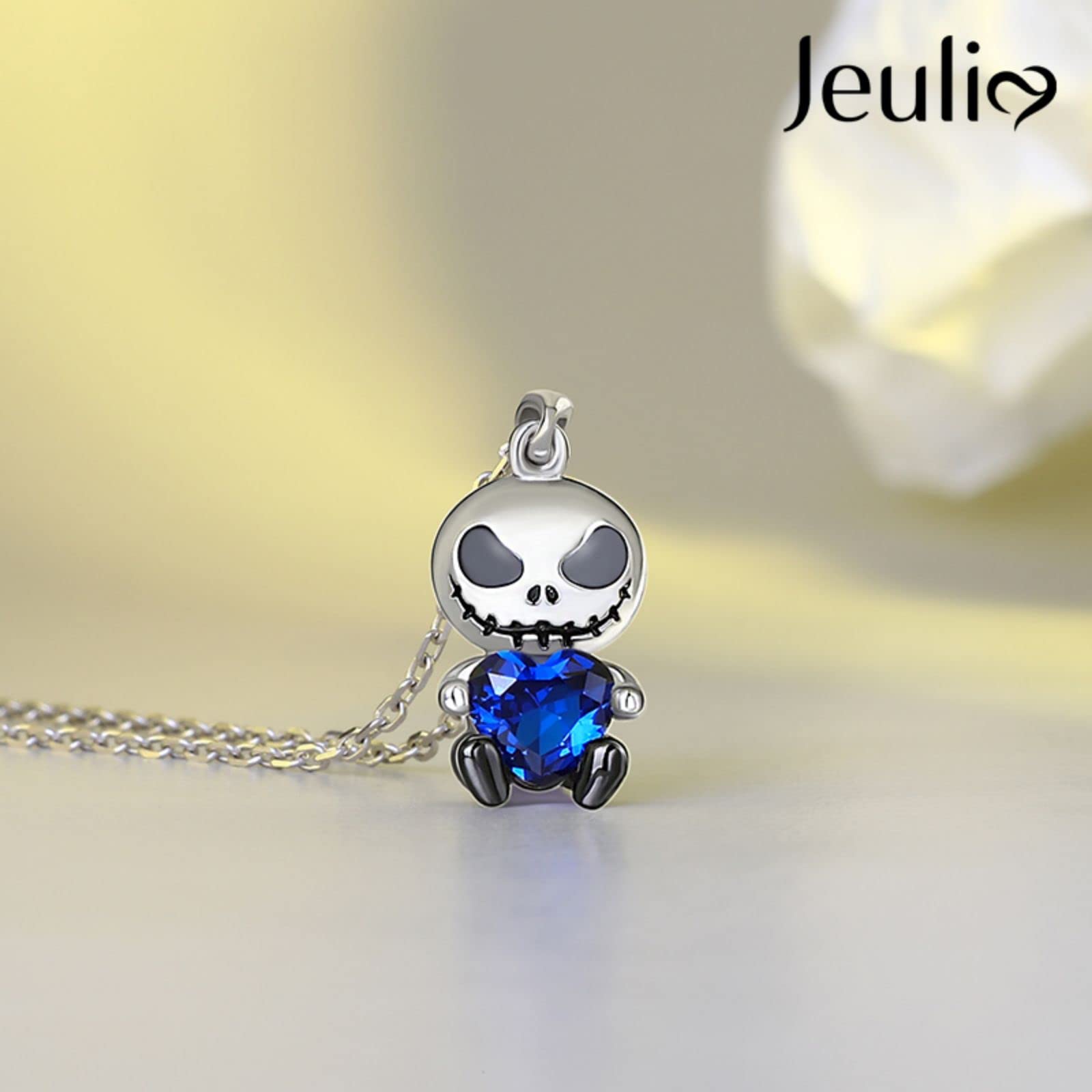 Jeulia Hug Me Love Confession Skull Heart Cut Sterling Silver Necklace for Women Wife Girlfriend Engagement Wedding Anniversary or Birthday Christmas With Jewelry Box