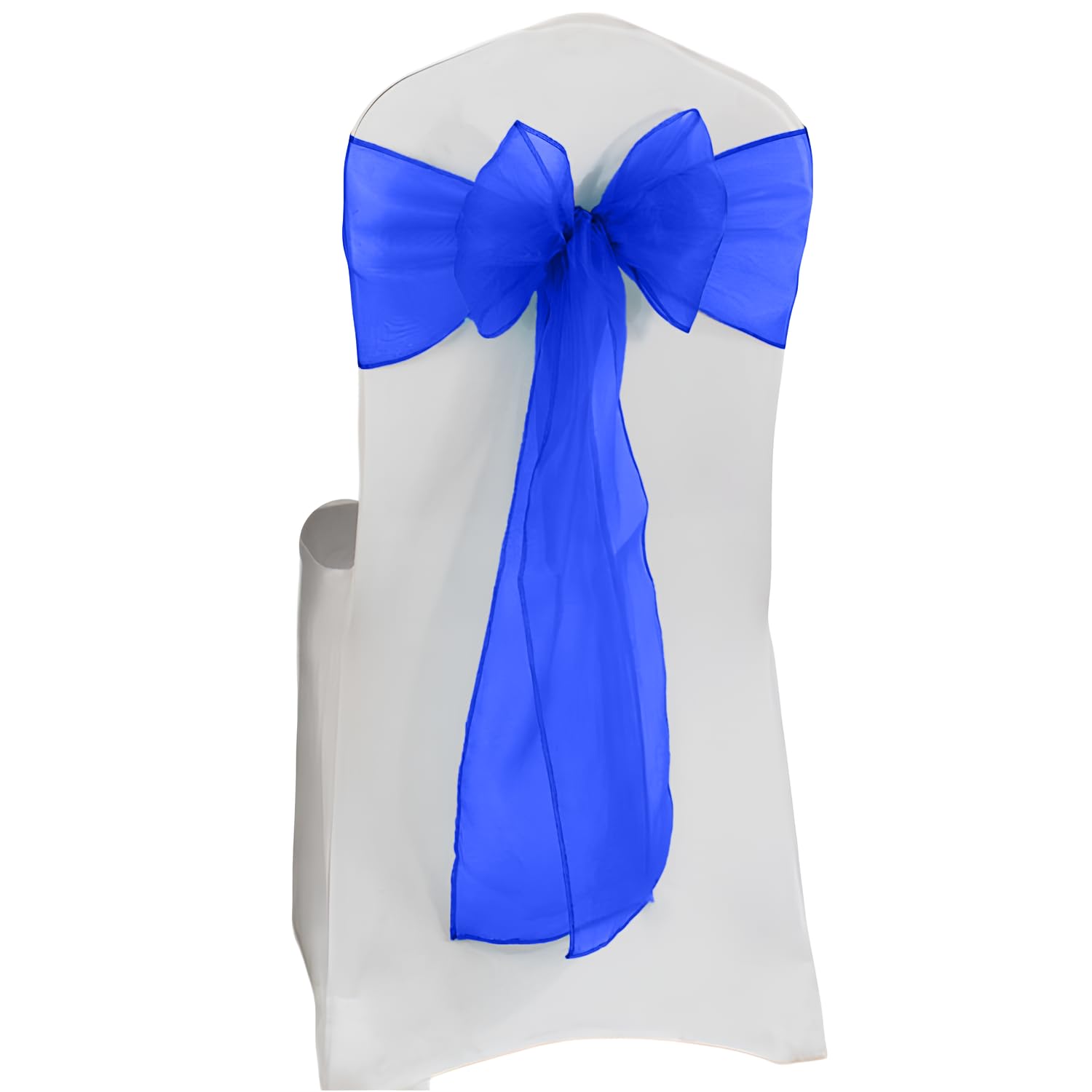 Linen Royal Blue Organza Chair Bows Chair Tie Sash Wider Sashes Fuller Bow Party Decoration (, 200 Pcs)