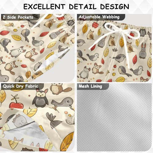 Autumn Leaves Bird Boys Swim Trunks Toddler Shorts Swimwear Boardshorts3