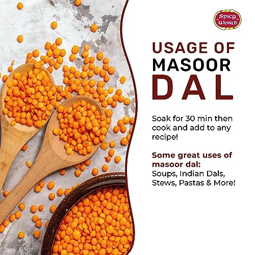 Spicy World Masoor Dal 4 Pound Bag - Split Red Lentils Dry - All Natural, Pure, Vegan thumb #3