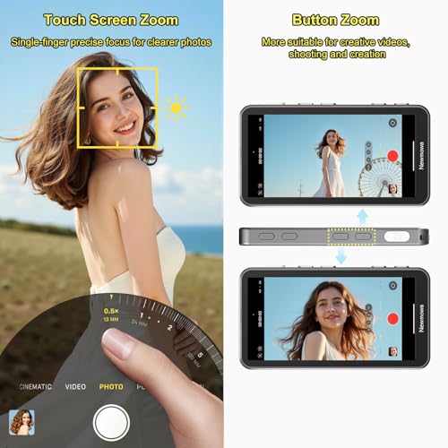 Newmowa Monitor Táctil Magnético para Teléfono Selfie Vlog,con Zoom,Grabación Inalámbrica 1080p,Cámara Trasera para Selfie vlog TikTok,Compatible con iPhone(Grabación 4K30fps Solo para iPhone 15/16/17 - imagen 3