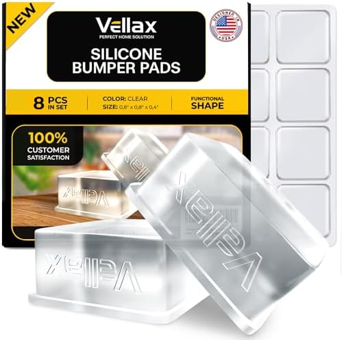 Clear Silicone Feet for Electronics, Furniture, Appliances - Non-Slip Surface Protectors - Anti-Vibration Feet for Speakers. Self-Adhesive. Easy to use - 8 Pieces