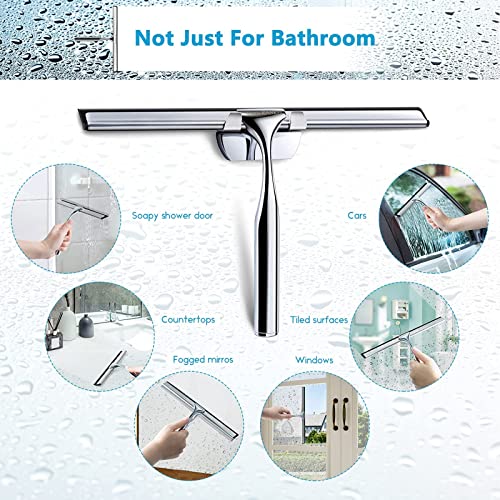 Foto von Love-KANKEI Duschabzieher Edelstahl Fensterabzieher Duschwischer mit Gummilippe, Inkl. 1 Ersatzlippe und 1 Haken