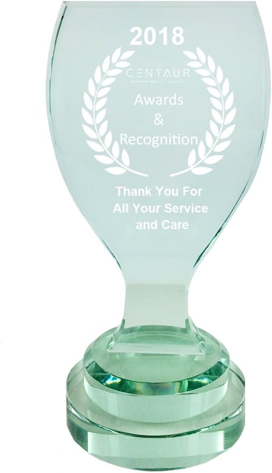 SHOP AWARDS AND GIFTS Customizable 8-1/4 INCH Jade Glass Trophy Cup, Includes Personalization