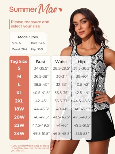 Image of Summer Mae Womens Tankini Swimsuits Two Piece with Pockets Bathing Suits | Modest Fit,Side Pockets,Tummy Control,Built-in Boyshorts,Removable Pads,Soft Coverage for Beach Vacations