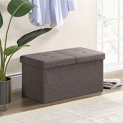 Otto & Ben 30" Storage Ottoman With Smart Lift Top, Upholstered Tufted Bench, Foot Rest, Brown #TOP1