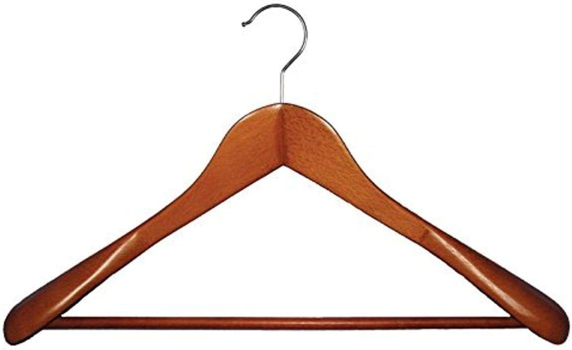 NAHANCO200718CHU Wooden Suit Hangers - "Executive Flare" - 18" Cherry Finish - Home Use (Pack of 6)