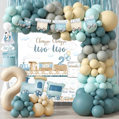 Chugga Chugga Two Two Birthday Decotations Train 2nd Birthday Party Supplies Second Bday Decotation for 2 Year Old Party