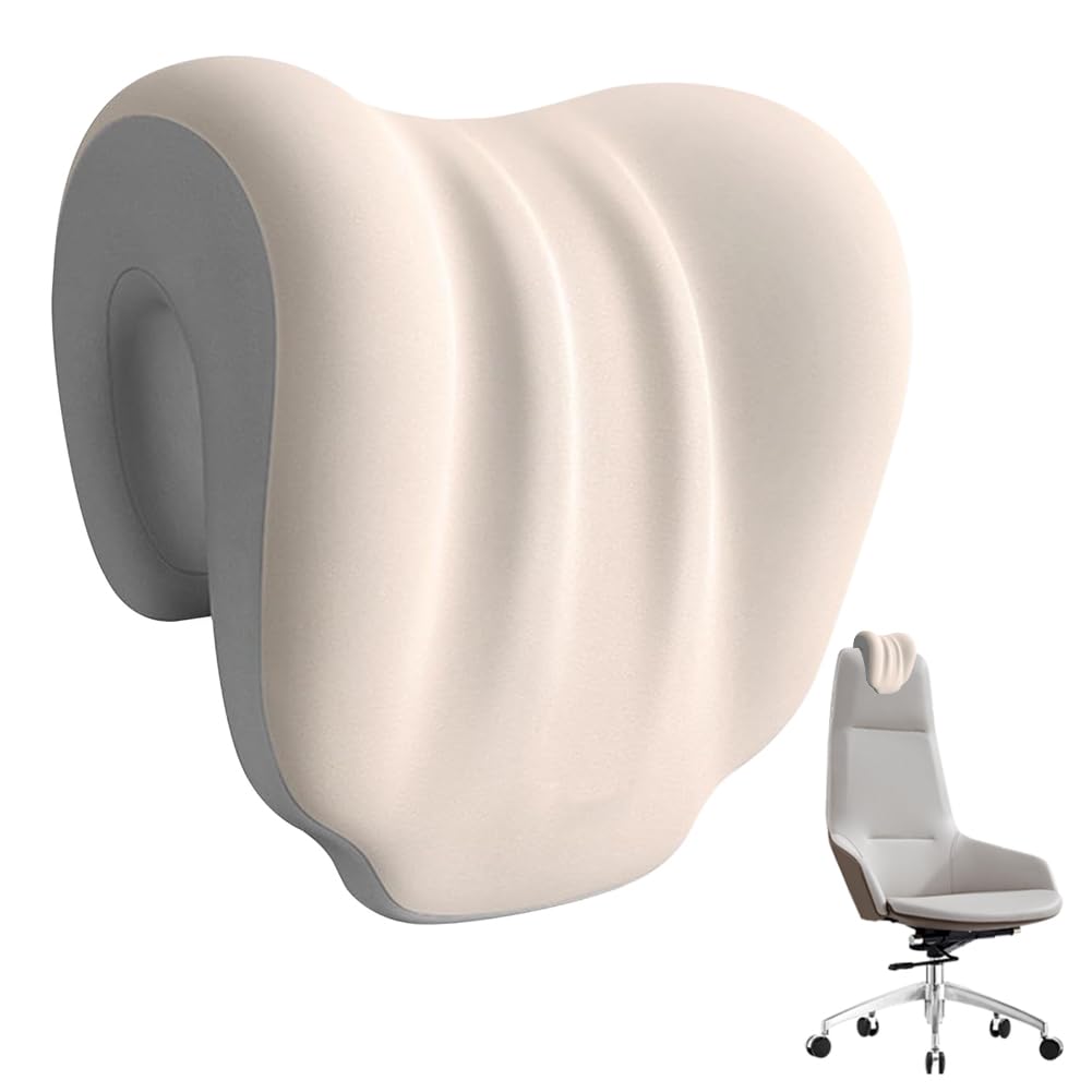 Occzin Almohada cervical de espuma viscoelástica, cojín cervical ergonómico para sillas de oficina, soporte para el cuello (beige)