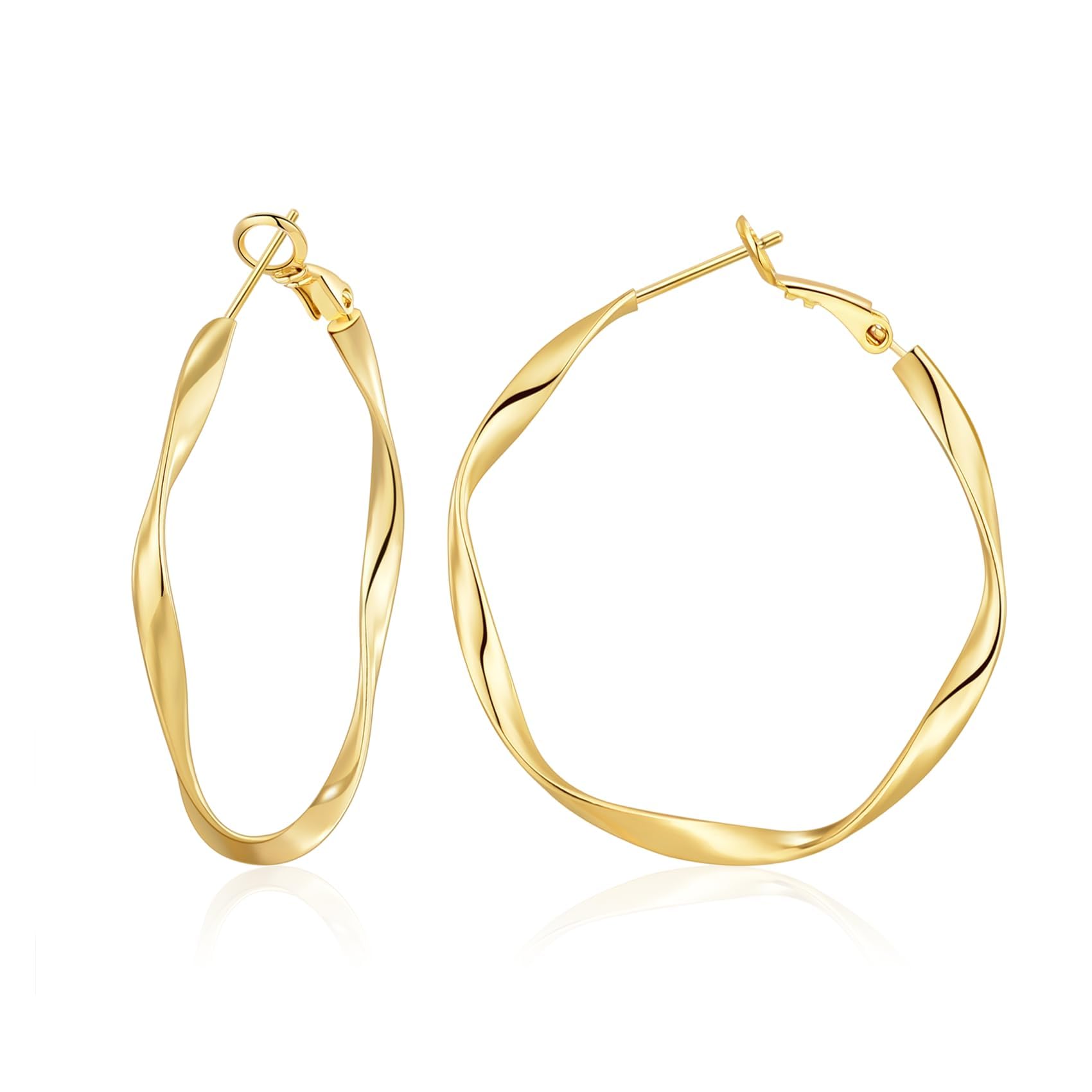 BMMYE Gold-Creolen Für Damen, 925 Sterling Silber,Leichte Hypoallergene Creolen Aus Sterlingsilber Für Frauen 30MM 40MM 50MM 60MM