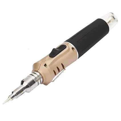 Soldering Iron Kit, Automatic Ignition Portable Butane Torch, Come with Storage Case, Multipurpose Electrical Appliance for Car Repair IC Board Aviation Repair(Golden Handle)