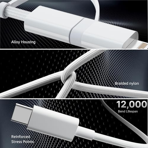 Image of 2-in-1 Type C to Lightning & Type C Fast Charging Cable [MFi Certified] Compatible with iPhone 17 /16 /15 /14 /13 /12 /11 Pro Max Mini, iPad, Samsung Galaxy, Google Pixel by HOMEMO