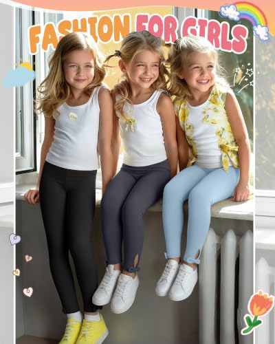 Image of 3 Pack Toddler Girl Cotton Leggings | Baby Girls Cute Stretchy Pants, Soft Bow Knot Leggings, Kids Full Length Tight Pants, 18M-5T Solid Comfortable Leggings