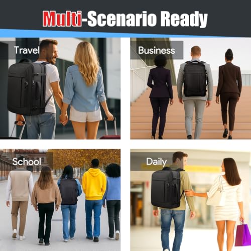 Extra Large Travel Backpack with LifetimeWarranty, Expandable Carry On Backpack with Waterproof Wet Pocket for Men Women, Anti-Theft TSA Flight Approved 18 Inch Laptop Duffel Bag for Travel, Black by JARWAM - Image 7