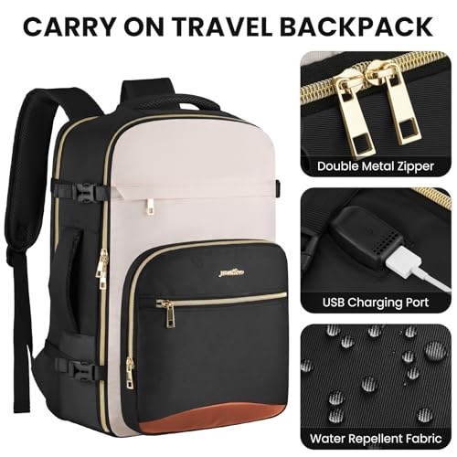 Image of YAMTION 42L Large Travel Backpack for Women,Carry On Luggage with 4 Packing Cubes, Airline Approved Weekender Bookbags for Personal Items fits 18 Inch Laptop