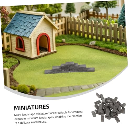 Warmhm 100 StüCk Realistische Mini-Ziegelmodelle Graue Bausteine Modelle FüR DIY-Puppenhaus-Gartenlandschaftsdekoration Und Bastelprojekte