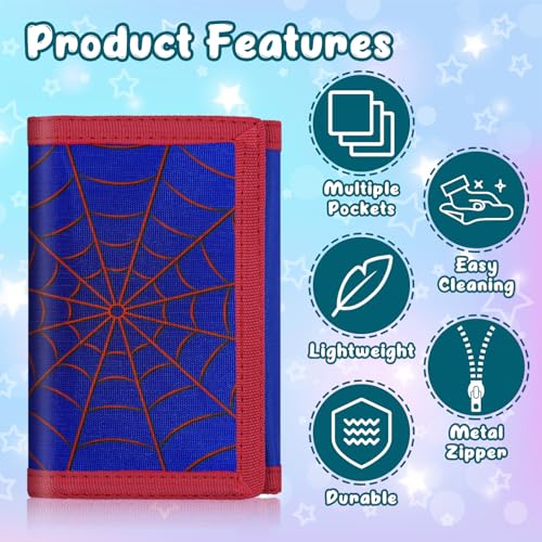 Image of Kids Wallet for Boys Girls, Trifold RFID Wallet with Key Chain and Zipper Pocket for Kids 4-18 Novelty Birthday Gifts, Coin Pouch Purse for Children Teens Outdoor Sports - Blue