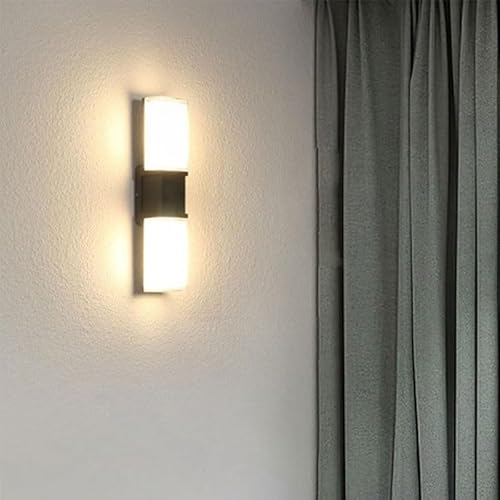 RTFJVXVZ Aluminum Waterproof Indoor Outdoor Wall Lamps Balcony Courtyard Sconces LED Warm White Light