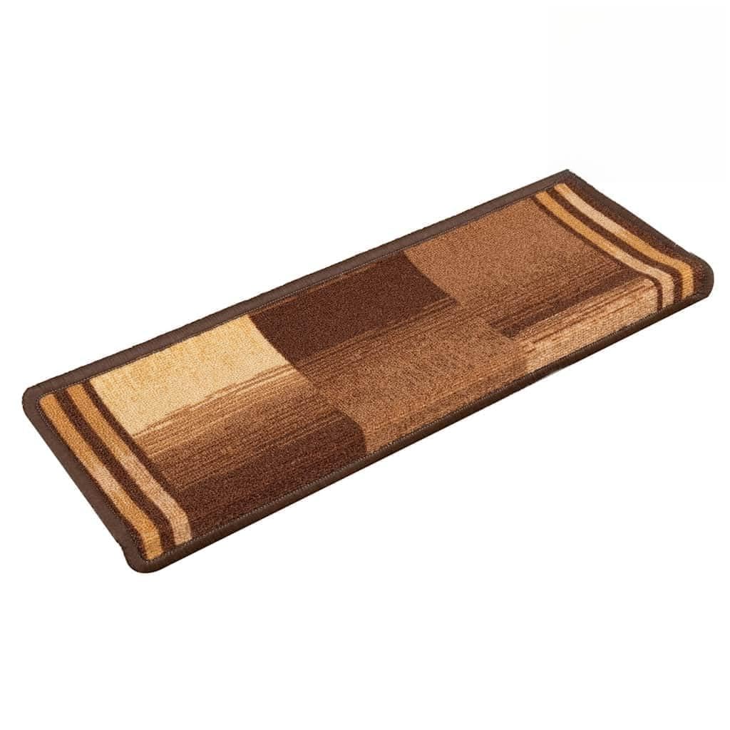 Samoprzylepne maty na schody brązowe, 5 szt. 65 x 21 x 4 cm, z poliamidu, antypoślizgowe i tłumiące dźwięki, na schody, korytarz, wejście, do domu i mieszkania