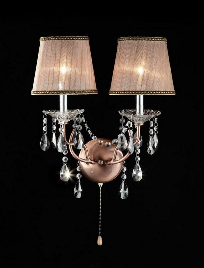 VDOQTLJT Enhance Ambiance with Elegant Metal Wall Sconce Silvery Pink Finish with Crystal Accents for Hallway or Living Room