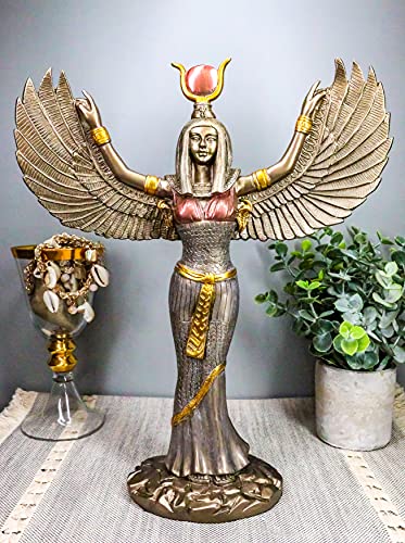 Ebros Gift Egyptian Goddess Isis Ra With Open Wings Statue 12" Tall Deity Of Motherhood Magic Wisdom And Nature Home Decorative Sculpture Gods Of Egypt Accent (Bronze Patina) #TOP6