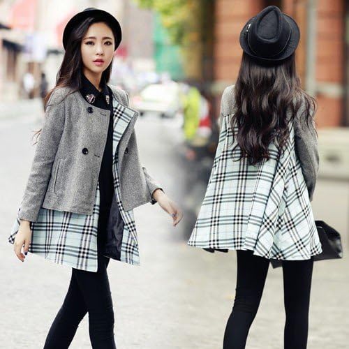 Amazon 重ね着 チェック柄 ショート丈コート ｓ コート ジャケット 通販