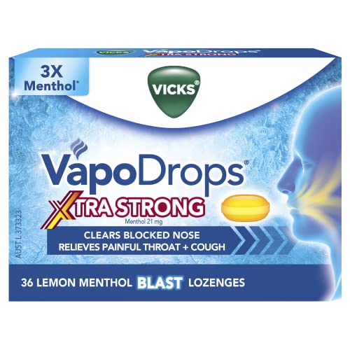 Vicks VapoDrops Xtra Strong Lemon Menthol Blast 36 Lozenges