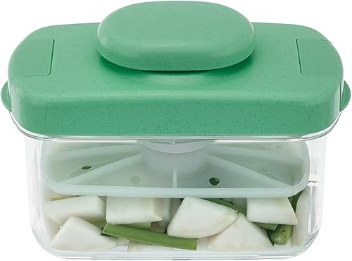 Miniatura 2 de Tsukemono - Contenedor rectangular para hacer pepinillos instantáneos, fabricado en Japón, sin BPA (verde, 2.2 litros)