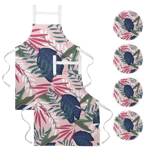 Tablier de serveuse anti taches rose pastel pour cuisine et bistrot pressé