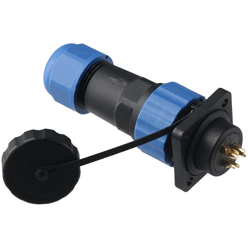 HOBBYIN 3 Pin Welding Cable Aviation Plug Connector, Outdoor Marine Electrical Circular Solder, Cable Plug Panel Mount Socket, 25A Power Water Proof Quick-Disconnect Male Female Right Angle