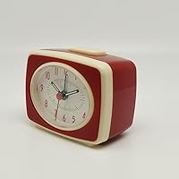 Vista 2 de Red Small Alarm Clock Small Silent Quartz Movement Analogue Alarm Clock Vintage Classic Style Battery Powered
