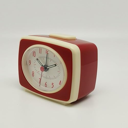 Vista 2 de Red Small Alarm Clock Small Silent Quartz Movement Analogue Alarm Clock Vintage Classic Style Battery Powered