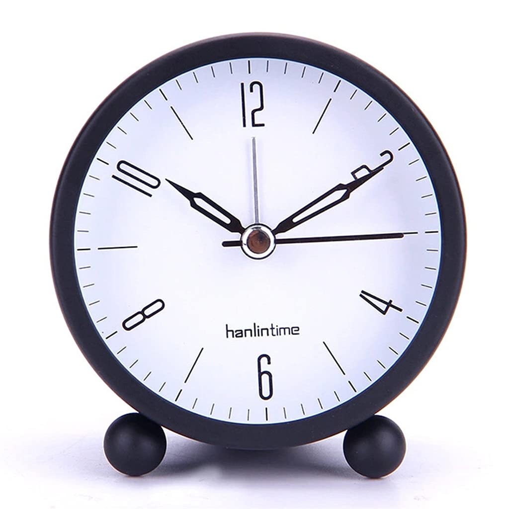 Hrwly Svart Mute Alarm Clock Desktop Round Digital With Luminous Bedroom Bedside Small Decoration(Svart)