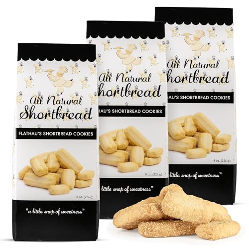 Flathau’s Fine Foods, Gourmet Shortbread Cookies, Handcrafted All Natural Artisan Bites, Southern-Baked Sweet Snaps with a Buttery Finish (Pack of 3, Original Shortbread)