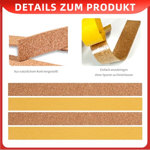 10 selbstklebende Korkstreifen zur individuellen Hutgrößenanpassung - elastisch und haftfest für optimalen Sitz