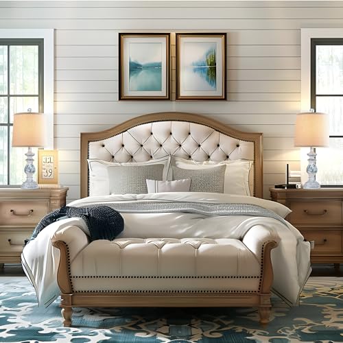 Image of PARTPHONER Traditional Table Lamp Set of 2, Rustic Farmhouse Table Lamps for Living Room Bedroom, 22 inch Bedside Desk Lamps Vintage Nightstand Lamps with Linen Shades, Washed Blue