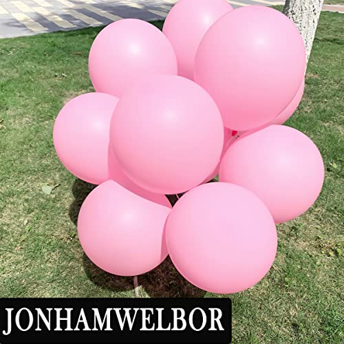 Image of Jonhamwelbor Pink Balloons 12 Inch 100 Pack Light Pastel Pink Latex Party Balloons Wedding Girl Sweet Birthday Bride Baby Shower Party Decorations