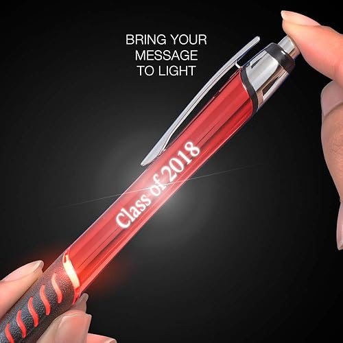 Miniatura 4 de Bolígrafos de metal grabados con láser personalizados con grabado iluminado y agarre en color verde. Haz clic en el bolígrafo para iluminar tu