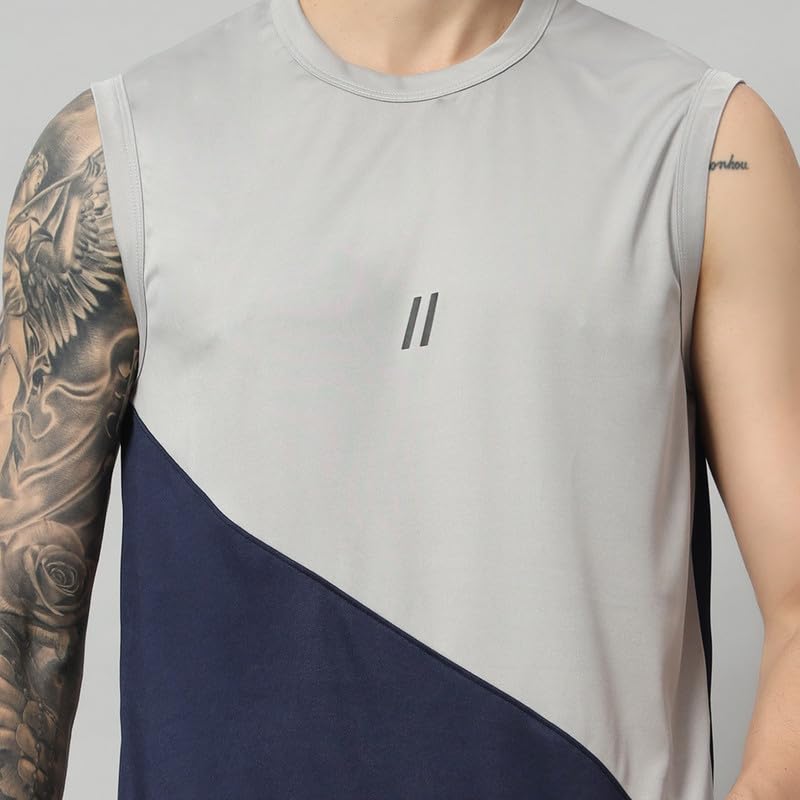 Image of ATICX Men's Polyester Sports Sleeveless T Shirt - Gym Vest, Workout Sando, Training Tank Top, Cut Sleeves Quick Dry Tee for Running, Swimming, Badminton, Fitness & Sports